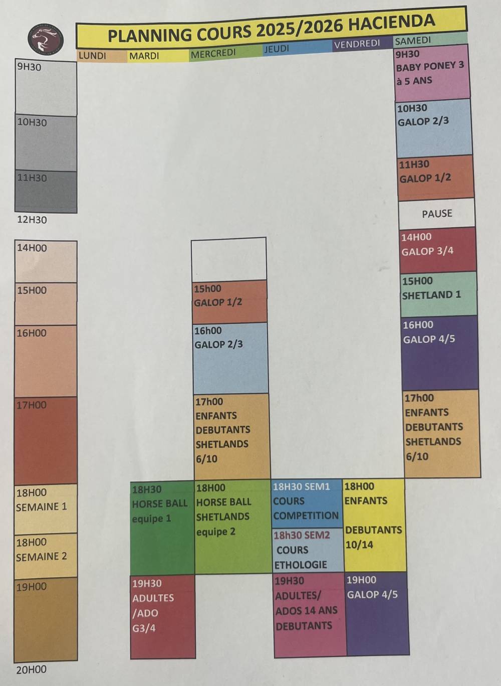 Planning 2025 2026 cours hacienda 7 sept 